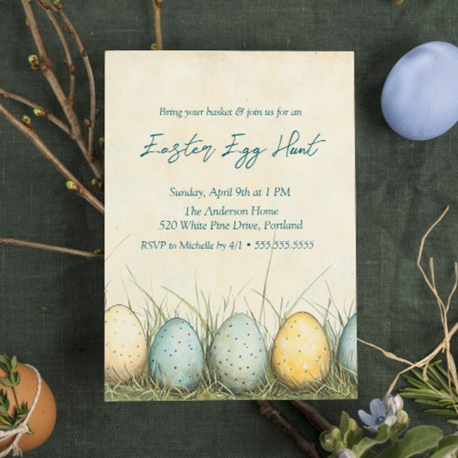 Eggs in the grass Easter Egg Hunt  Invitation (Creator Uploaded)