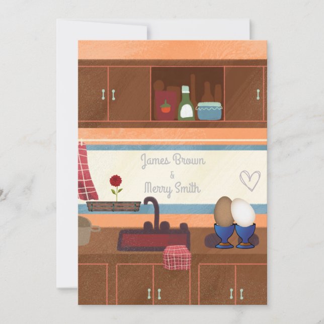 Eggs Kitchen Window Red Flower Heart Wedding Invitation (Front)