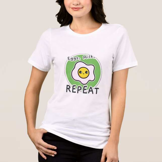 Eggs, Milk, Repeat Small Homesteading Tri-Blend Shirt (Front)
