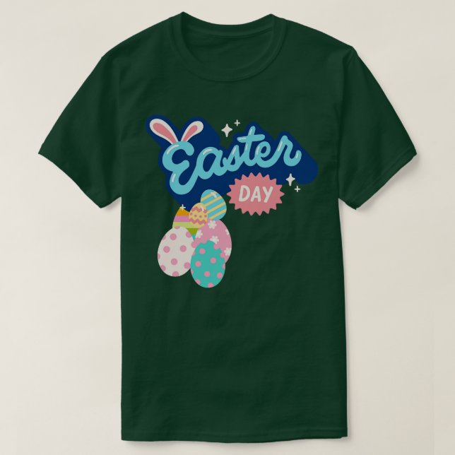Eggs Rabbit Happy Easter Day  T-Shirt (Design Front)