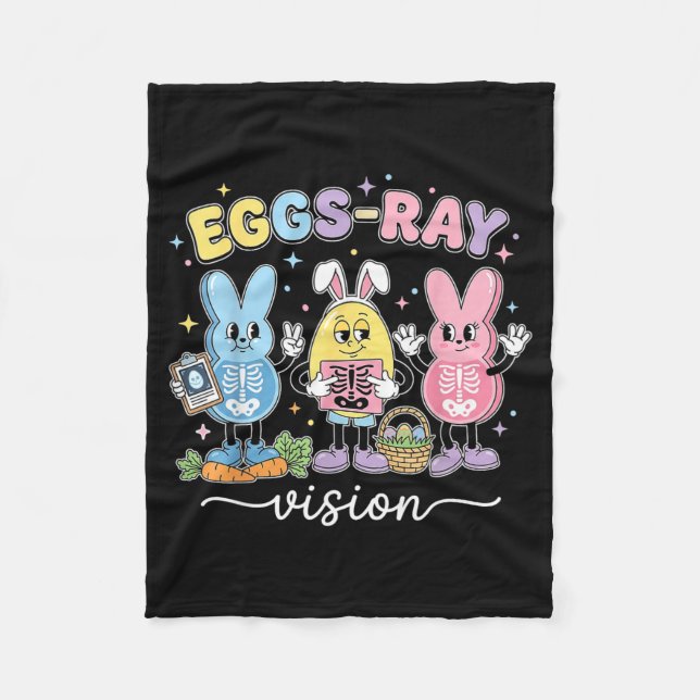 Eggs-Ray Easter Technologist Bunny Xray Rad Nurse Fleece Blanket (Front)