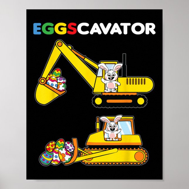 Eggscavator Easter Bunny Rabbit Egg Hunting Heavy  Poster (Front)
