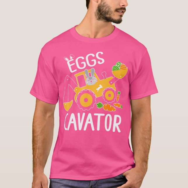 Eggscavator Easter Egg Hunt Construction Trucks Gi T-Shirt (Front)