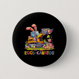 Eggscavator Easter Egg Hunt Construction Trucks To 6 Cm Round Badge