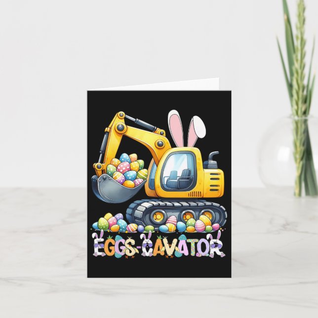 Eggscavator Easter Egg Hunt Construction Trucks To Card (Front)