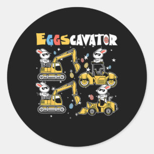 Eggscavator Easter Egg Hunt Construction Trucks To Classic Round Sticker