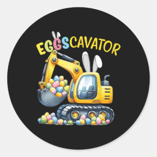 Eggscavator Easter Egg Hunt Construction Trucks To Classic Round Sticker