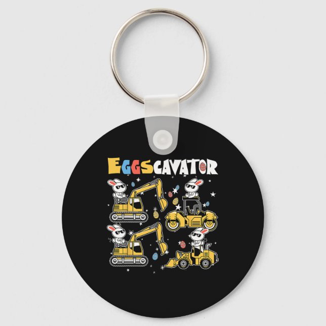 Eggscavator Easter Egg Hunt Construction Trucks To Key Ring (Front)