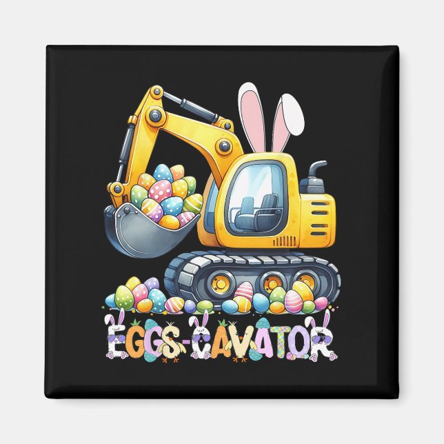 Eggscavator Easter Egg Hunt Construction Trucks To Magnet (Front)