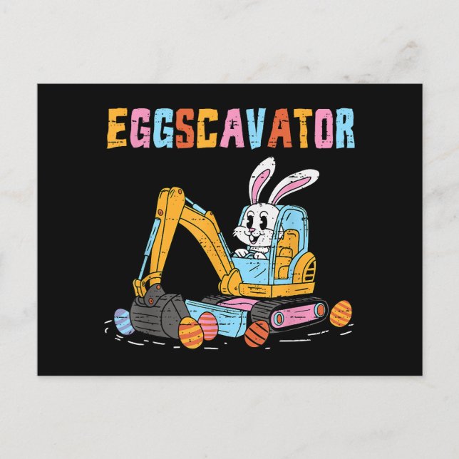 Eggscavator Easter Egg Hunt Construction Trucks To Postcard (Front)