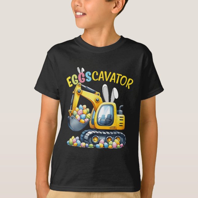 Eggscavator Easter Egg Hunt Construction Trucks To T-Shirt (Front)