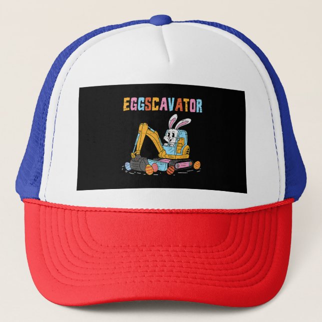 Eggscavator Easter Egg Hunt Construction Trucks To Trucker Hat (Front)