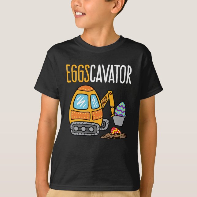 Eggscavator Easter Excavator Construction T-Shirt (Front)
