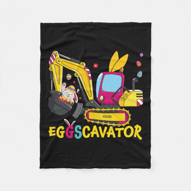 Eggscavator Happy Easter Funny Excavator Hunting E Fleece Blanket (Front)