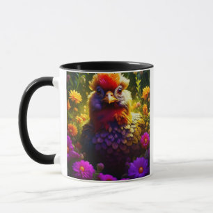 Eggsellent Vibes! Pretty Colourful Chicken Art Mug