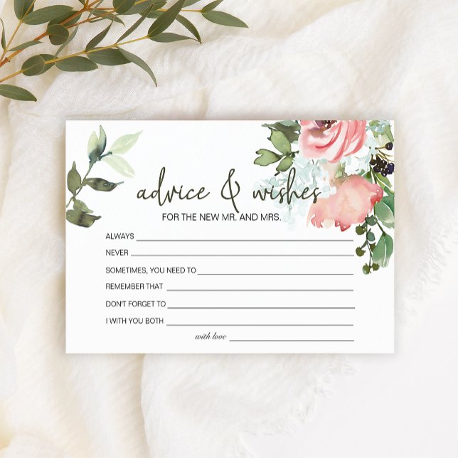 Eggshell and Blush Floral Advice Wishes Wedding Stationery (Creator Uploaded)
