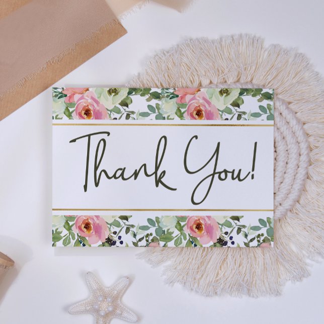Eggshell and Blush Floral Elegant Thank You Card (Creator Uploaded)