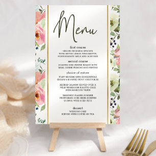 Eggshell and Blush Floral Romantic Wedding Menu