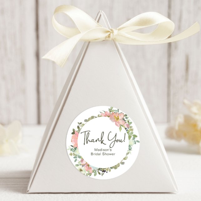 Eggshell and Blush Floral Wedding Classic Round Sticker (Creator Uploaded)