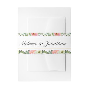 Eggshell and Blush Floral Wedding Invitation Invi Belly Band