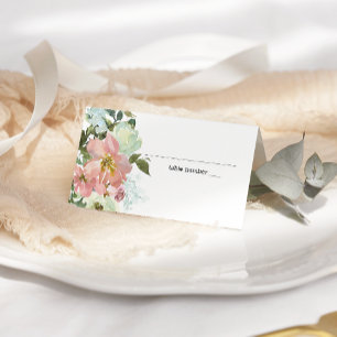 Eggshell and Blush Floral Wedding Place Card