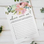 Eggshell Blush Floral Game Where Were We<br><div class="desc">Where Were We bridal shower game.  Elegant Watercolor Eggshell and Blush Floral.    Matching items to complete your event collection are available in our Zazzle store!</div>