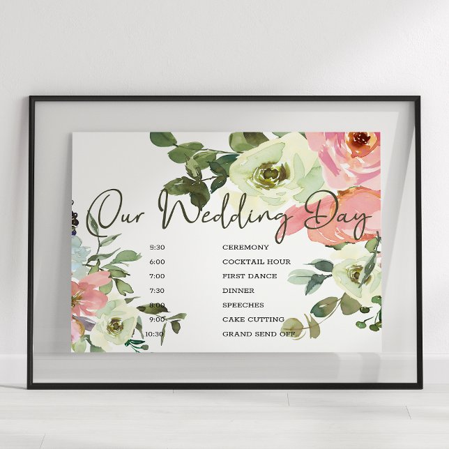 Eggshell Blush Pink Floral Wedding Schedule Sign (Creator Uploaded)