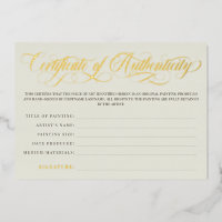 Eggshell Gold Swirls Certificate of Authenticity