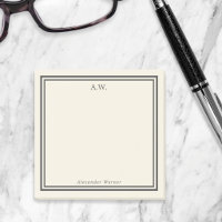 Eggshell & Grey Monogrammed Post-it Notes