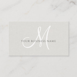 Eggshell Linen Simple Minimal Monogram Business Card