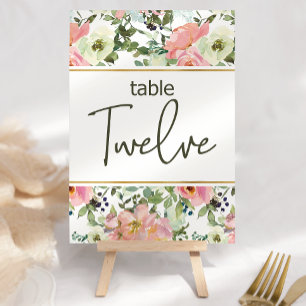 Eggshell Pink Blush Floral Wedding Table Number