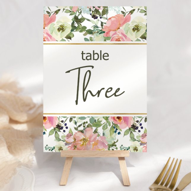 Eggshell Pink Blush Floral Wedding Table Number (Creator Uploaded)