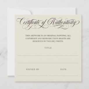 Eggshell Square Swirls Certificate of Authenticity