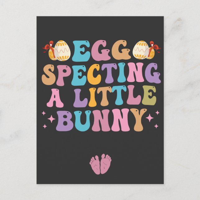 Eggspecting a Little Bunny Easter Pregnancy Gift Announcement Postcard (Front)