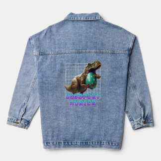 Eggspert Easter Eggs Hunt Dinosaur Easter Bunnies Denim Jacket