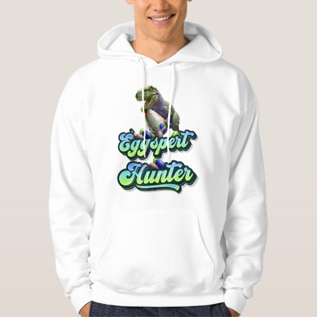 Eggspert Easter Eggs Hunter Easter Dinosaur Egg   Hoodie (Front)