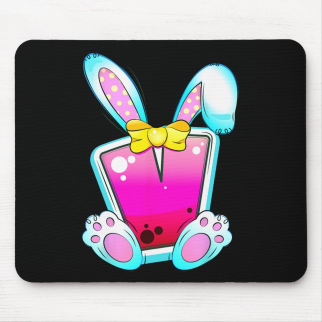 Eggstra Cute Easter Bunny Ears Coquette Bow Letter Mouse Pad (Front)