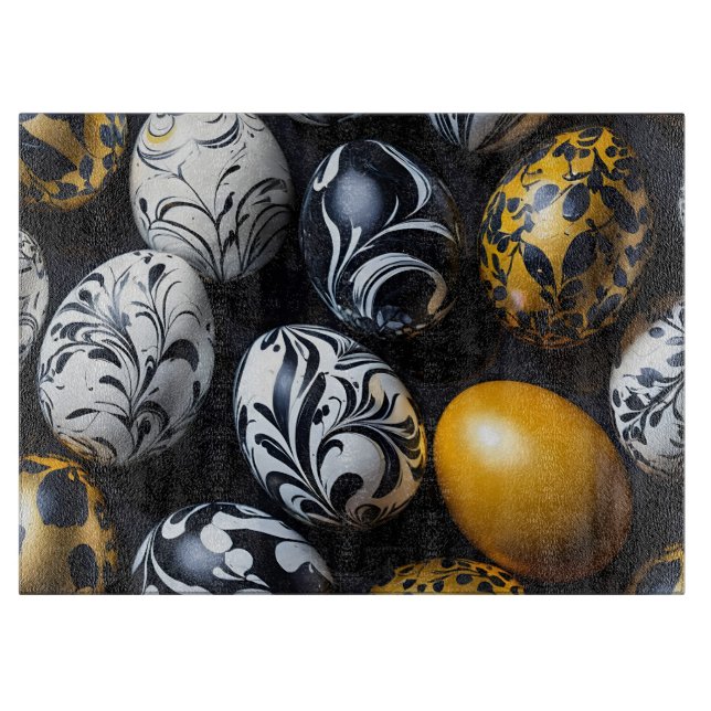 "Eggstraordinary Swirls" Glass Cutting Board (Front)