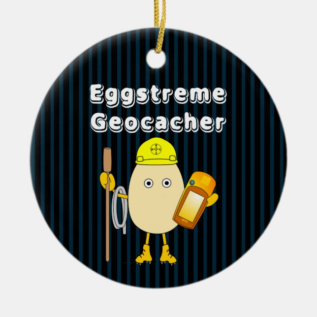 Eggstreme Geocaching Ceramic Tree Decoration (Front)
