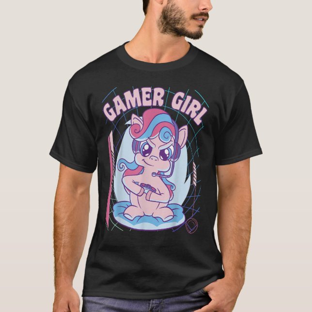 eGirl Unicorn Gamer Girl T-Shirt (Front)