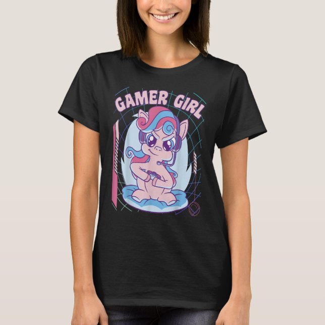 eGirl Unicorn Gamer Girl T-Shirt (Front)