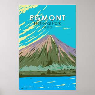 Egmont National Park New Zealand Vintage Poster