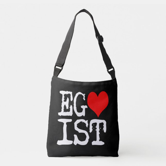 Egoist Red Heart Black Crossbody Bag (Front)