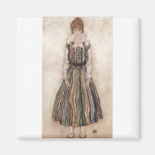 Egon Schiele - Edith Schiele in Striped Dress 1915 Magnet