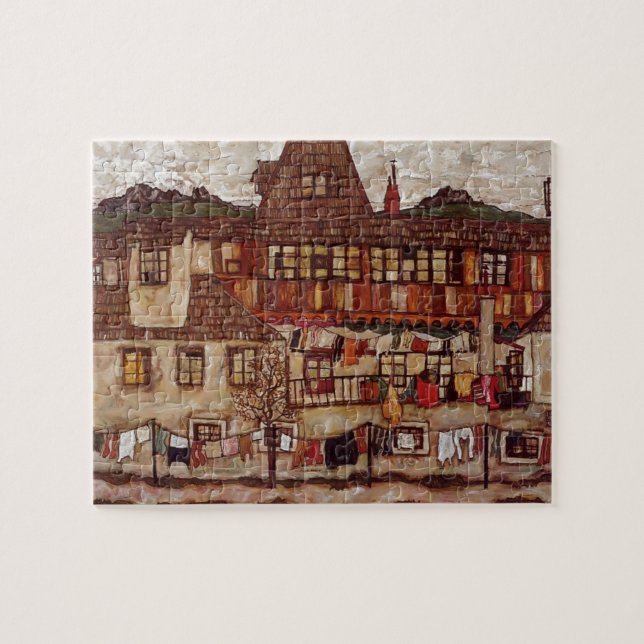 Egon Schiele- House with Drying Laundry Jigsaw Puzzle (Horizontal)