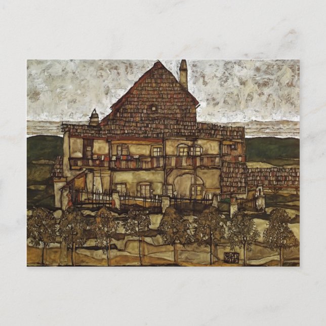 Egon Schiele- House with Shingles Postcard (Front)
