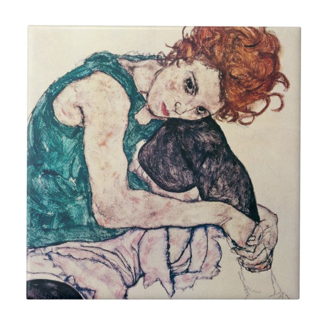 Egon Schiele Seated Woman Tile (Front)