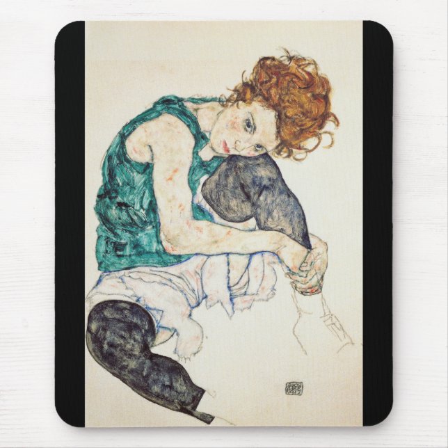 Egon Schiele　Seated woman with bent knee Mouse Pad (Front)