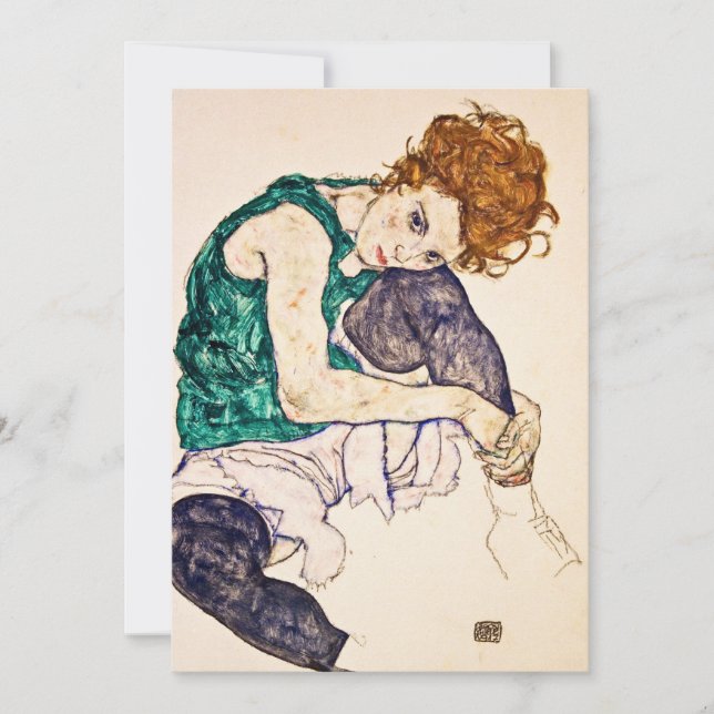 Egon Schiele - Seated Woman With Legs Drawn Up Holiday Card (Front)