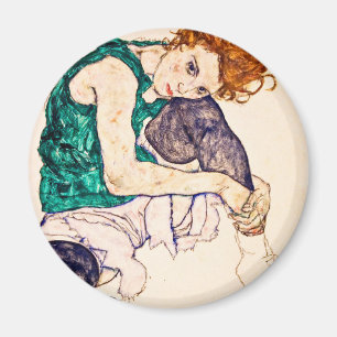 Egon Schiele - Seated Woman With Legs Drawn Up Magnet